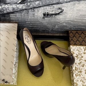 Elegant Brown Peep-Toe Heels